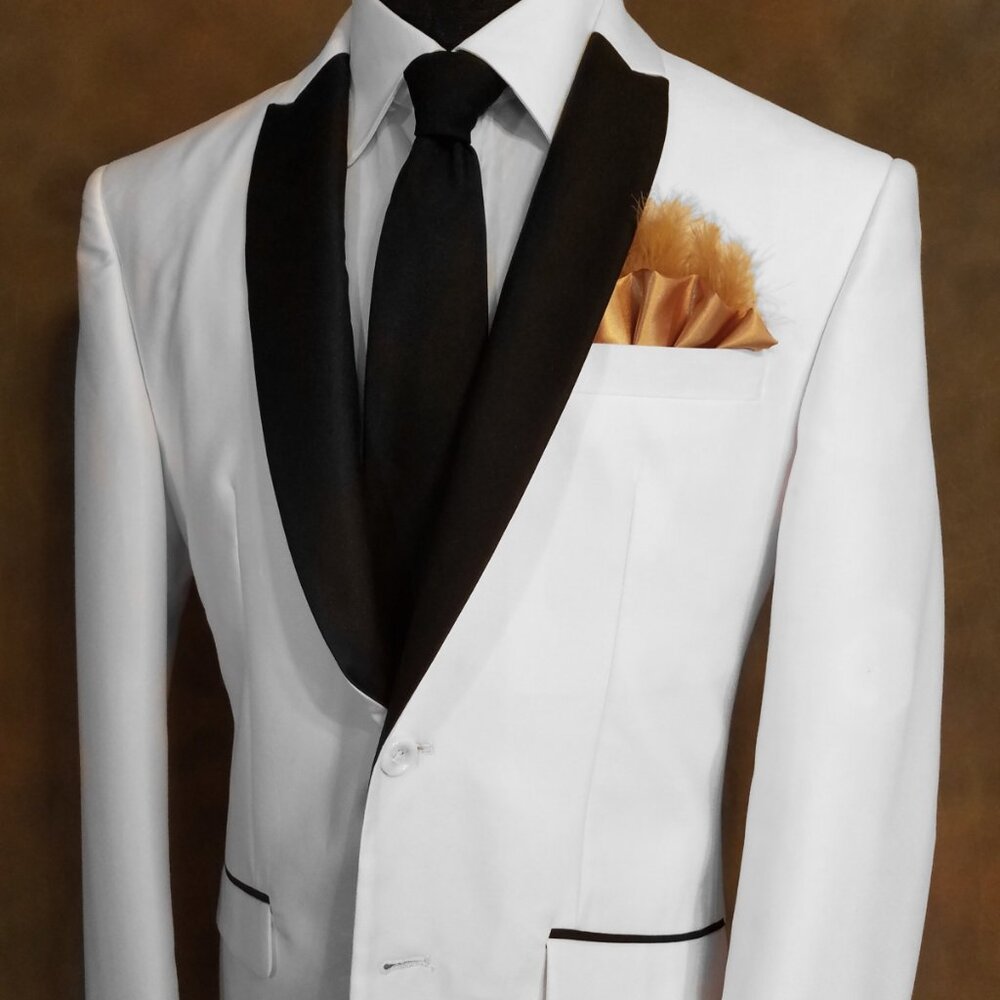 New - Dark Gold Satin Ruffle & Feather Pocket Square Insert
